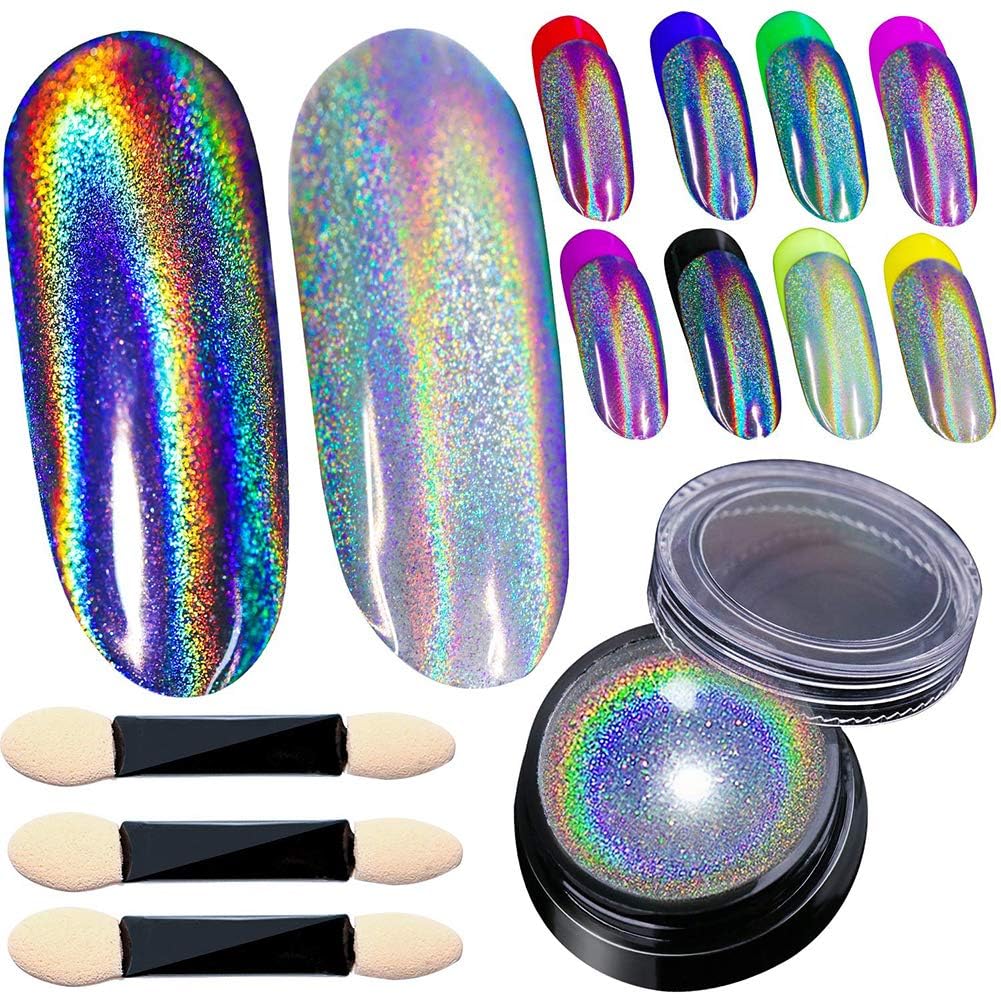 COSTICA Holographic Nail Powder, Rainbow Chrome Mirror Effect, Unicorn Glitter Pigment for Nail Art, 1g-image-22