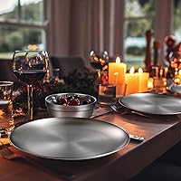 Vista 6 de Sunnyray Platos y cuencos de acero inoxidable 304 platos y cuencos de metal para campamento, reutilizables, de 13 onzas, cuencos de acero para cena