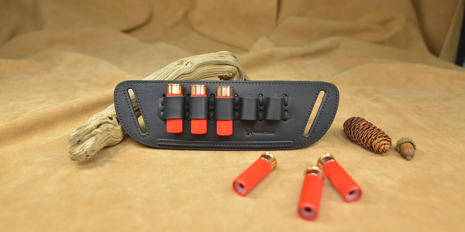 Genuine Leather Tactical Hunting Ammo Bullet Holster Shotgun Shell Holder Cartridge Belt