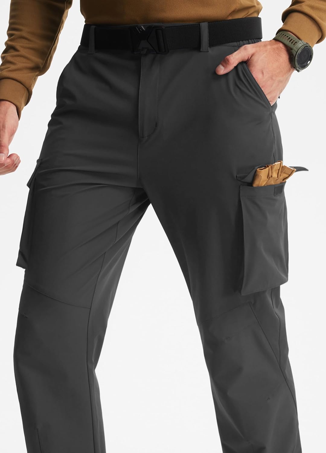 Libin Men's Hiking Pants Lightweight Quick Dry Cargo Pockets Water Resistant Outdoor Straight Leg Elastic Soft UPF 50+