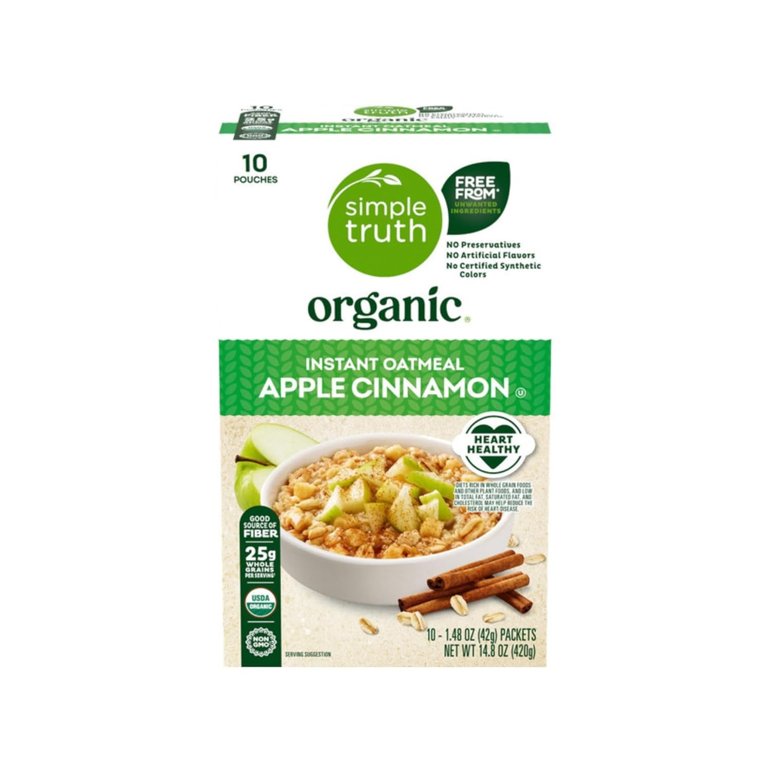 Avena Instantánea Orgánica Sabor Manzana Canela 14.8 oz