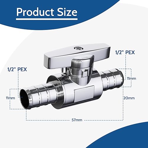 Miniatura 2 de PURAGEIR Paquete de 10 válvulas de cierre recto, válvula de cierre recto Pex de 12 pulgada x 12 pulgada Pex, válvula de grifo de cuarto de vuelta,