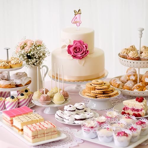 Vista 17 de Nuanchu Decoración de cumpleaños rosa con el número 5, para cumpleaños, pastel, hornear, celebración, reuniones, aniversario, fiesta, suministros