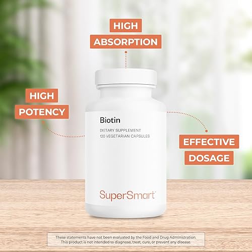 Miniatura 3 de Supersmart - Biotina 10,000mcg / 0.35 oz por día (alta potencia) - Suplemento de biotina de vitamina B7 - Cabello saludable, piel y uñas | Sin OMG y