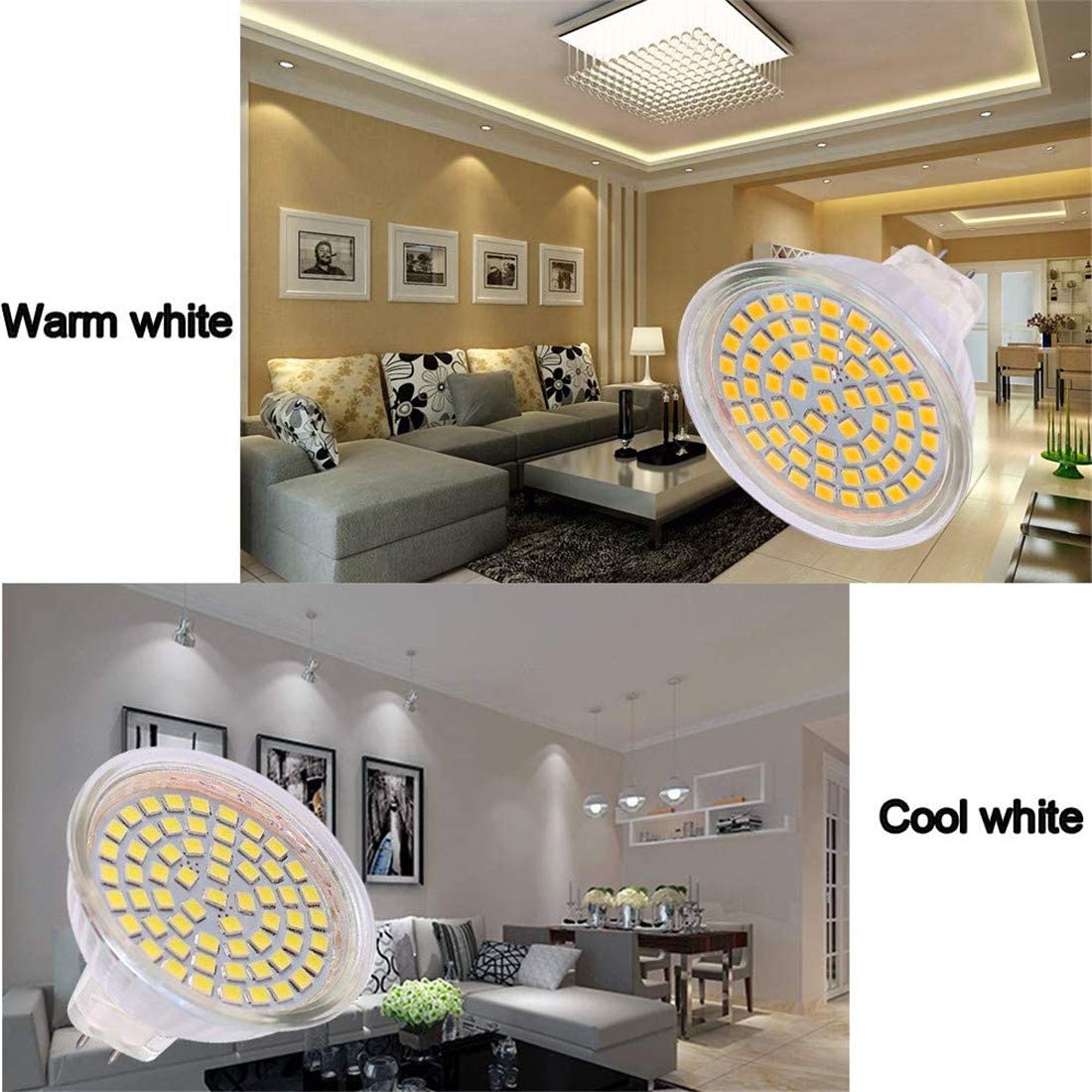 Bombilla De Foco LED MR16 GU5.3 Base 110V 120V 130V 5W Lámpara De Luz Led Bombilla Luz De Día 6000K Blanco Frío 50W Bombilla Halógena De Repuesto,12w,8pcs
