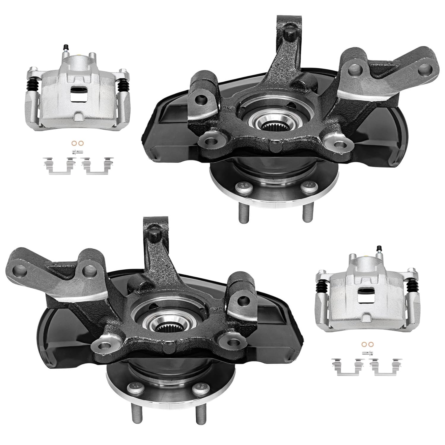 Detroit Axle - Front Knuckles Brake Calipers Kit for Jeep Patriot Compass