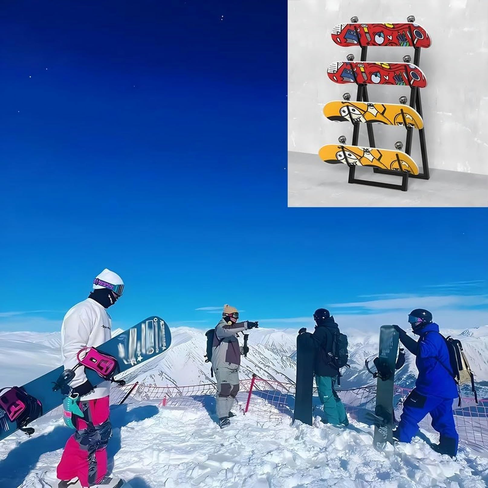 LIEOWYD 4/5/6/7 Layer Floor Longboard Rack, Metal Snowboard Storage Rack, Skis Stand Parking Rack, for Deck, Garage & Retail Store