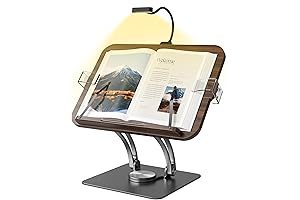 KVRG Book Stand with Light, Eye-Care Reading Stand for Desk