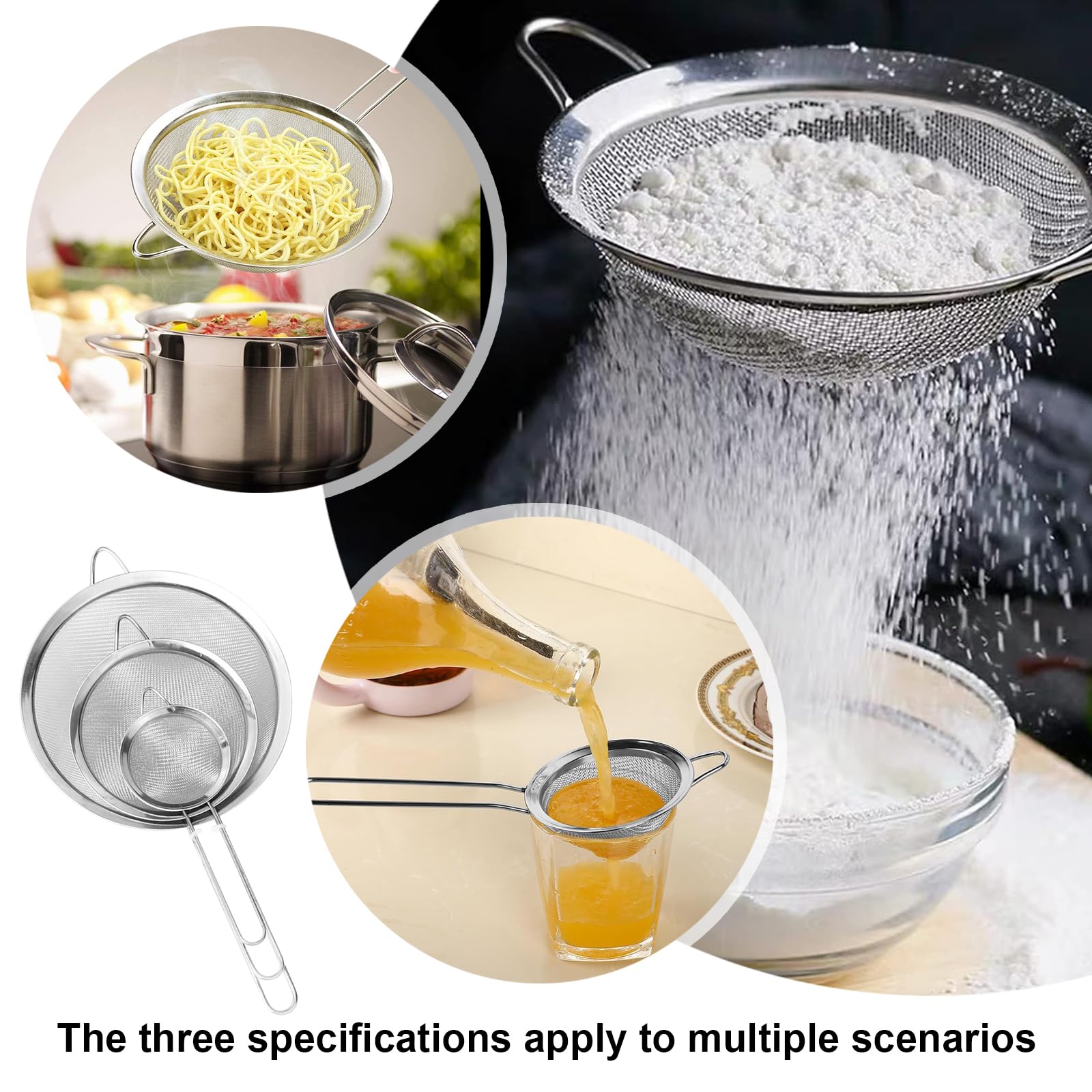 Scolapasta Acciaio Inox Maglia Fine 18cm - Colino Per Verdure, Riso E Pasta Con Piedini