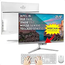 Computador Completo All In One Intel Core i5 21,5' 8GB SSD 256GB Webcam Teclado e Mouse Sem Fio Strong Tech