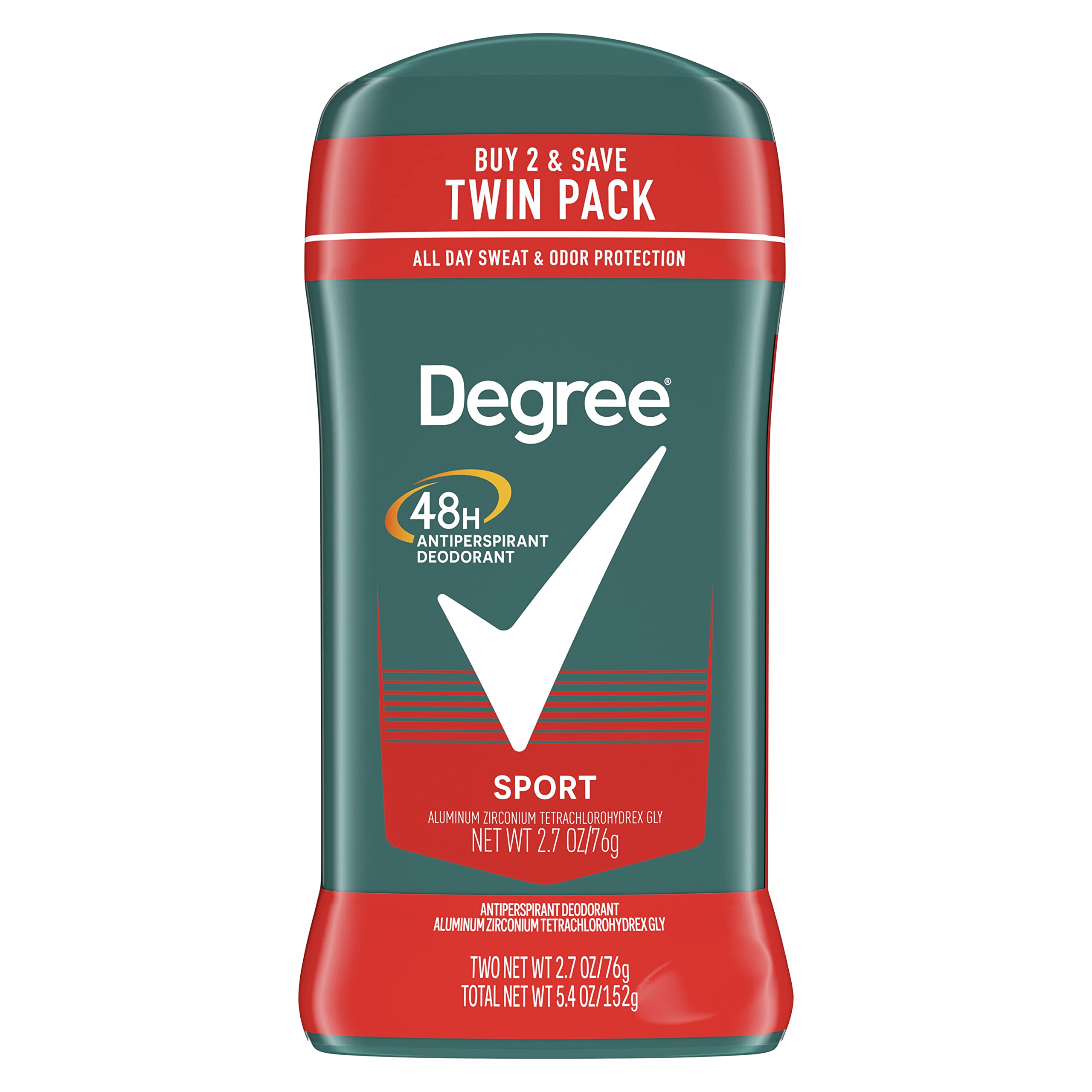 Degree Men Original Protection Antiperspirant Deodorant Sport Twin Pack 48-Hour Sweat & Odor Protection Antiperspirant For Men 2.7 oz | 48-Hour Sweat & Odor Protection for Men