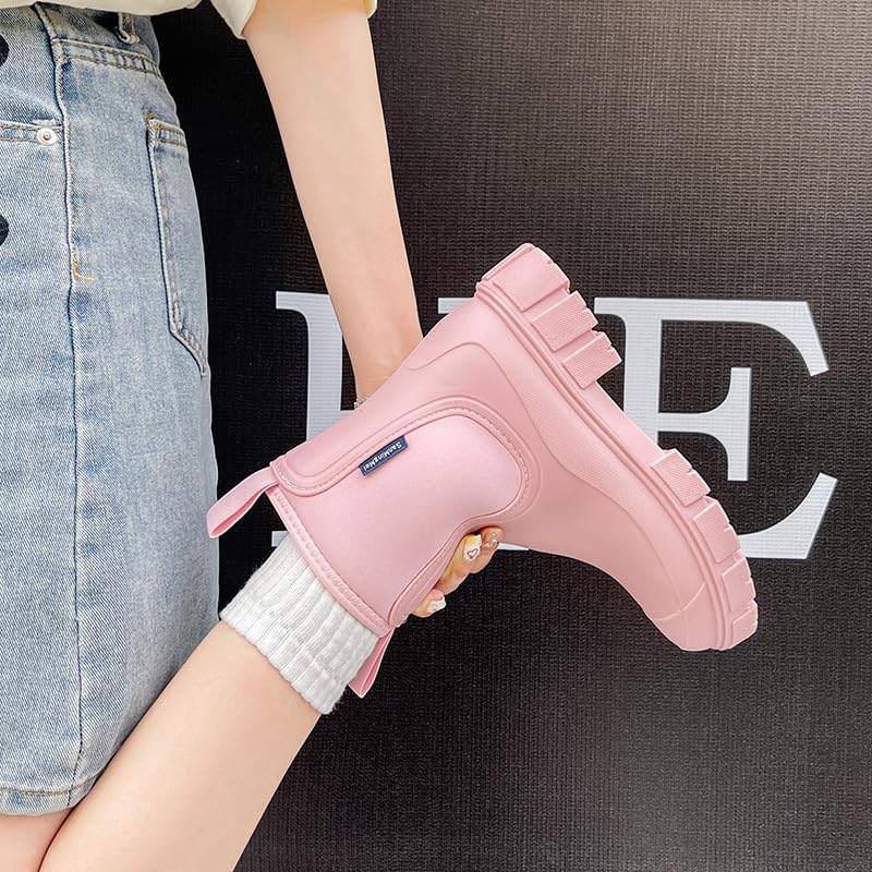 Harssidanzar Mujeres Botas de Lluvia Cortas Impermeable Zapatos de Jardín Antideslizante Tobillo Bota de Chelsea para el Trabajo al Aire Libre HL216EU