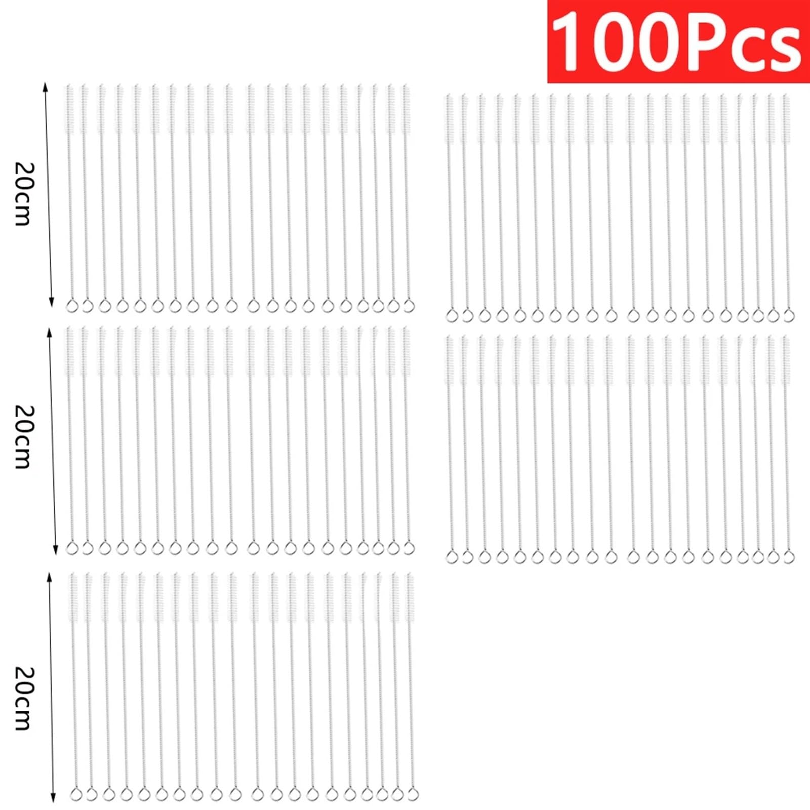 ReinigungsbüRste 1/10/100 Stück Edelstahl-Stroh-Reinigungsbürste Unkrautreinigung Glas Shisha Babyflaschenbürste AbflussbüRste(100PCS(20cm))