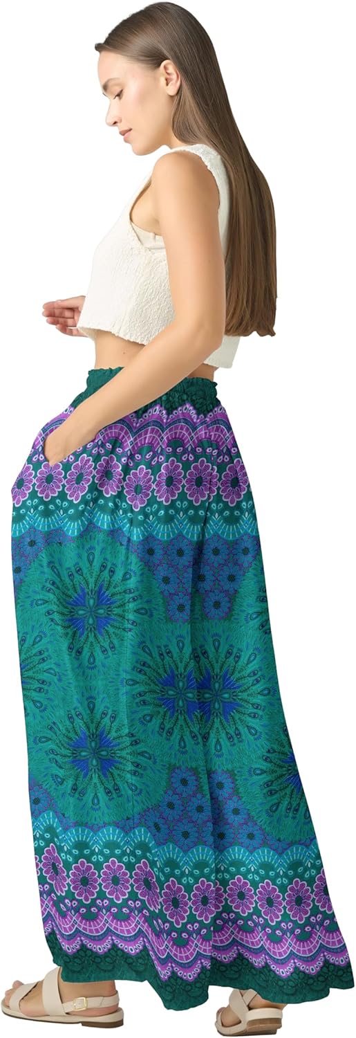 Joob Joob Palazzo Pants for Women - Wide Leg Flowy Plus Size Dress Pants - Elastic Stretch Waist Womens Trousers with Pockets - Image 6