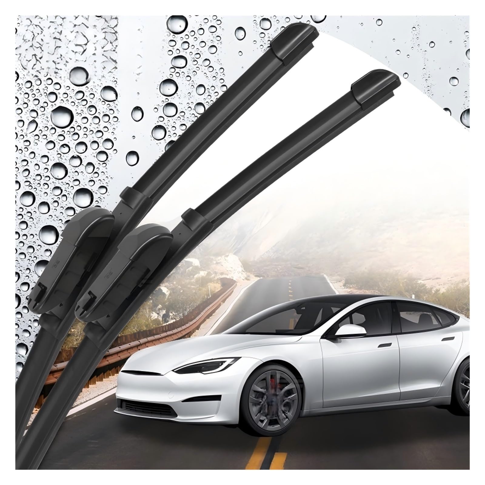 spazzole tergicristallo per auto Per Tesla Per il Modello S 2012-2023 Silicone e Gomma Tergicristallo Anteriore Spazzole Parabrezza Finestra(Silicone wiper-,Right driving)