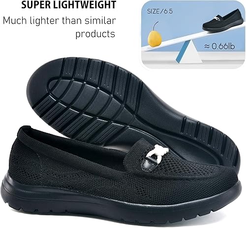 Miniatura 4 de Buyrew Mocasines para mujer, cómodos zapatos para caminar, de punto, elegantes, cómodos, informales, para el trabajo, planos
