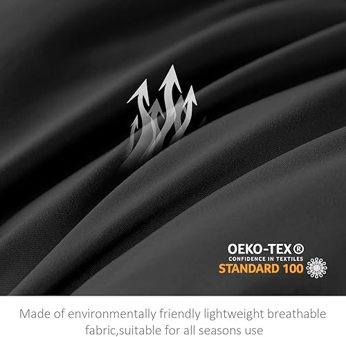 Miniatura 6 de WhatsBedding Juego de edredón tamaño Queen, color negro, ligero, de 3 piezas, para todas las estaciones, juego de cama alternativo de plumón suave