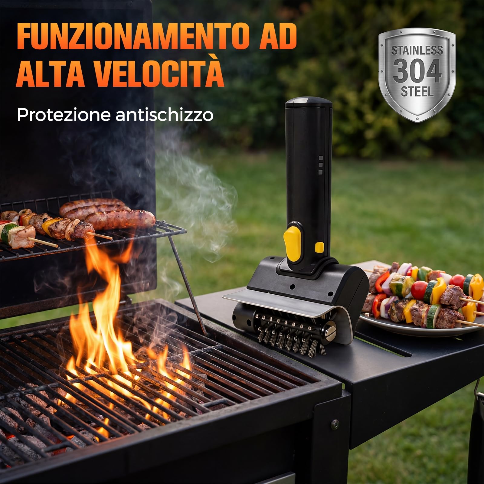 Spazzola Elettrica per Barbecue Pulizia: Pulisci Griglia BBQ Elettrico - Spazzola Ricaricabile per la Pulizia Del Griglia Senza Fili - Acciaio Inox Strumento di Pulizia per BBQ Griglia