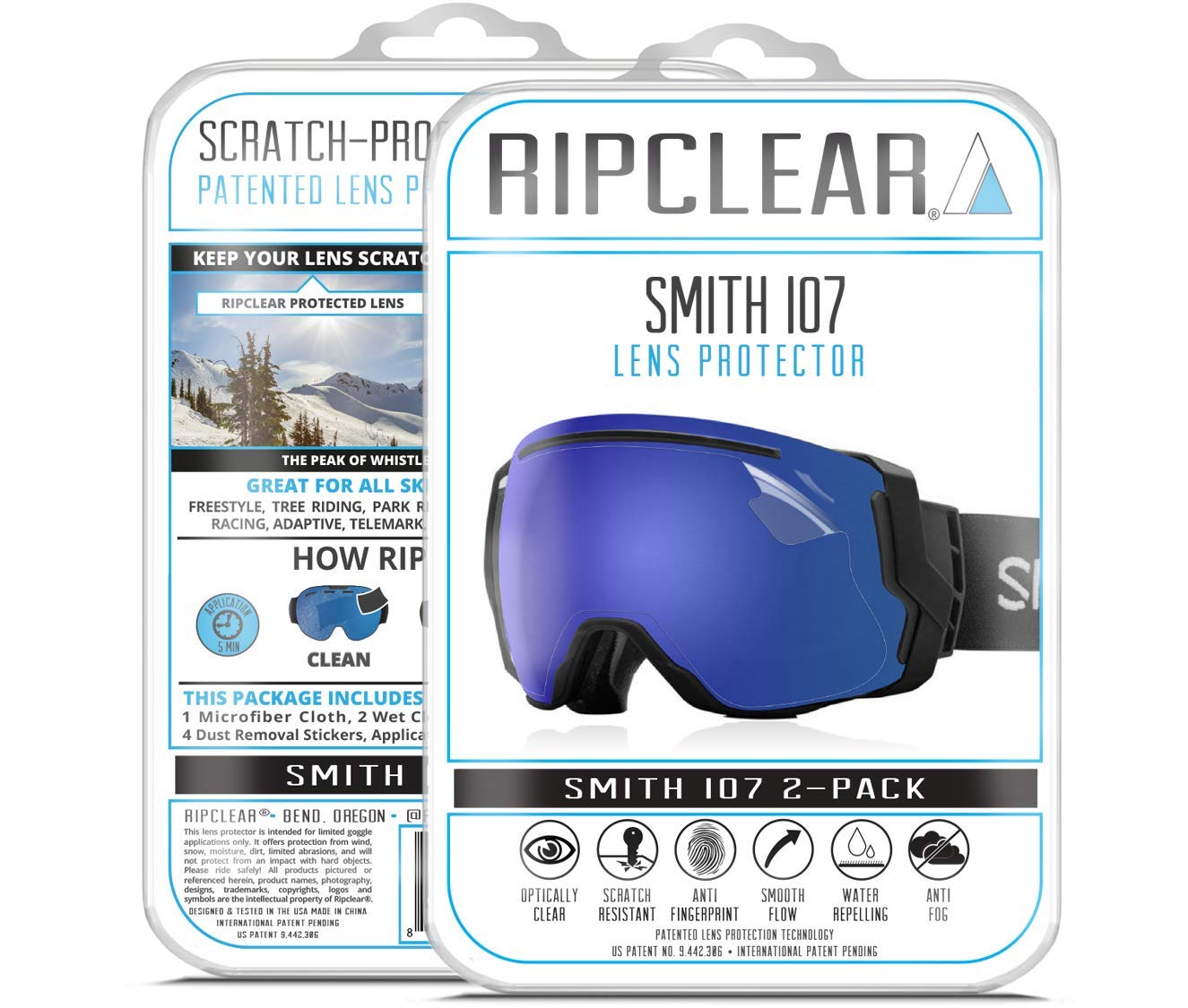 RIPCLEAR Smith I/O7 Lens Protector - with Microfiber Cloth and Dust Removal Sheet, 2-Pack