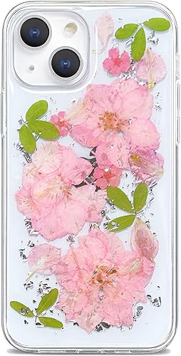 Miniatura 36 de Abbery Funda transparente para iPhone 13 con diseño de margaritas moradas, lindo brillo suave de goma de poliuretano termoplástico, secado real