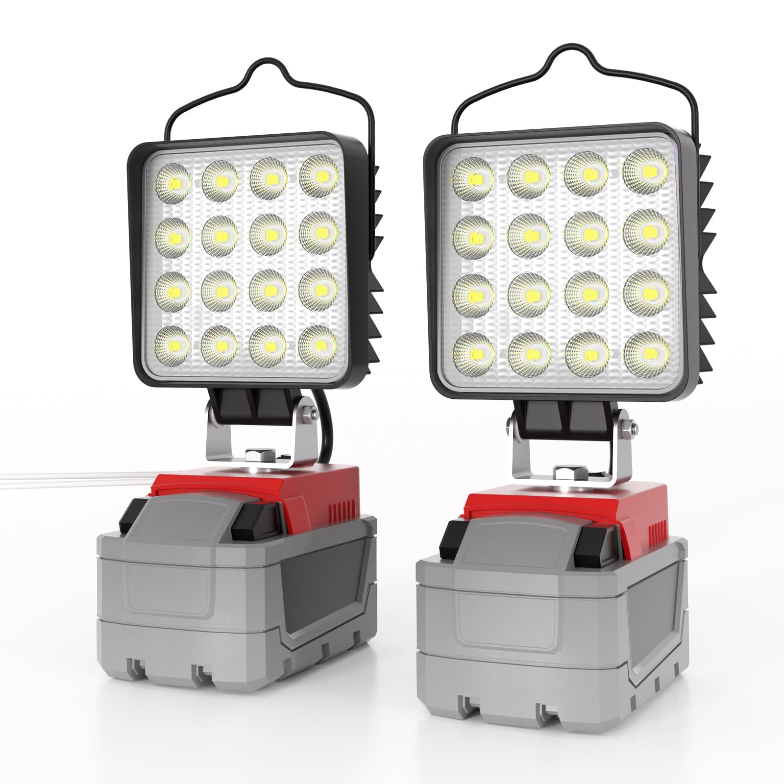2 Pcs Cordless LED Work Light Compatible with Milwaukee m18 18v Battery, 132W 13200LM Battery Light Tools, Fathers Day Gift,Flood Light with USB &amp; Type-C Charge Ports,Low Voltage Protection