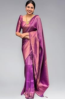 C J Enterprise Women's Pure Soft Kanjivaram Silk Saree For Wedding Banarasi Sarees With Blouse Piece (Devratna-51)