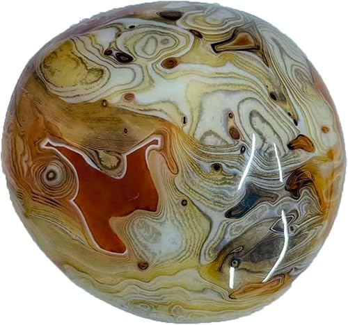 Piedra calcedonia de ágata natural, piedra preciosa pulida cruda de mano, cristal único de ágata con bandas sedosas, espécimen de energía curativa