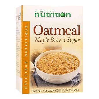 Nutmeg State Nutrition HealthyWise - High Protein Oatmeal, 15g Protein, Low Calorie, High Fiber, Low Sugar, Low Fat, Ideal Protein Compatible, 7 Servings Per Box Maple Brown Sugar