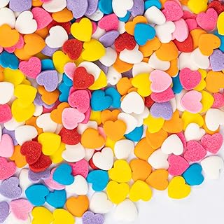 Twisweet Confetti Sprinkles for Cake Decorating, Edible Rainbow Heart Sugar Sprinkles, Mix Baking Candy, Cupcake Topper Ice Cream Topping Cake Decorations Cookie Waffles Macarons, Mother's Day Birthday Easter Supplies (100g/3.53oz)