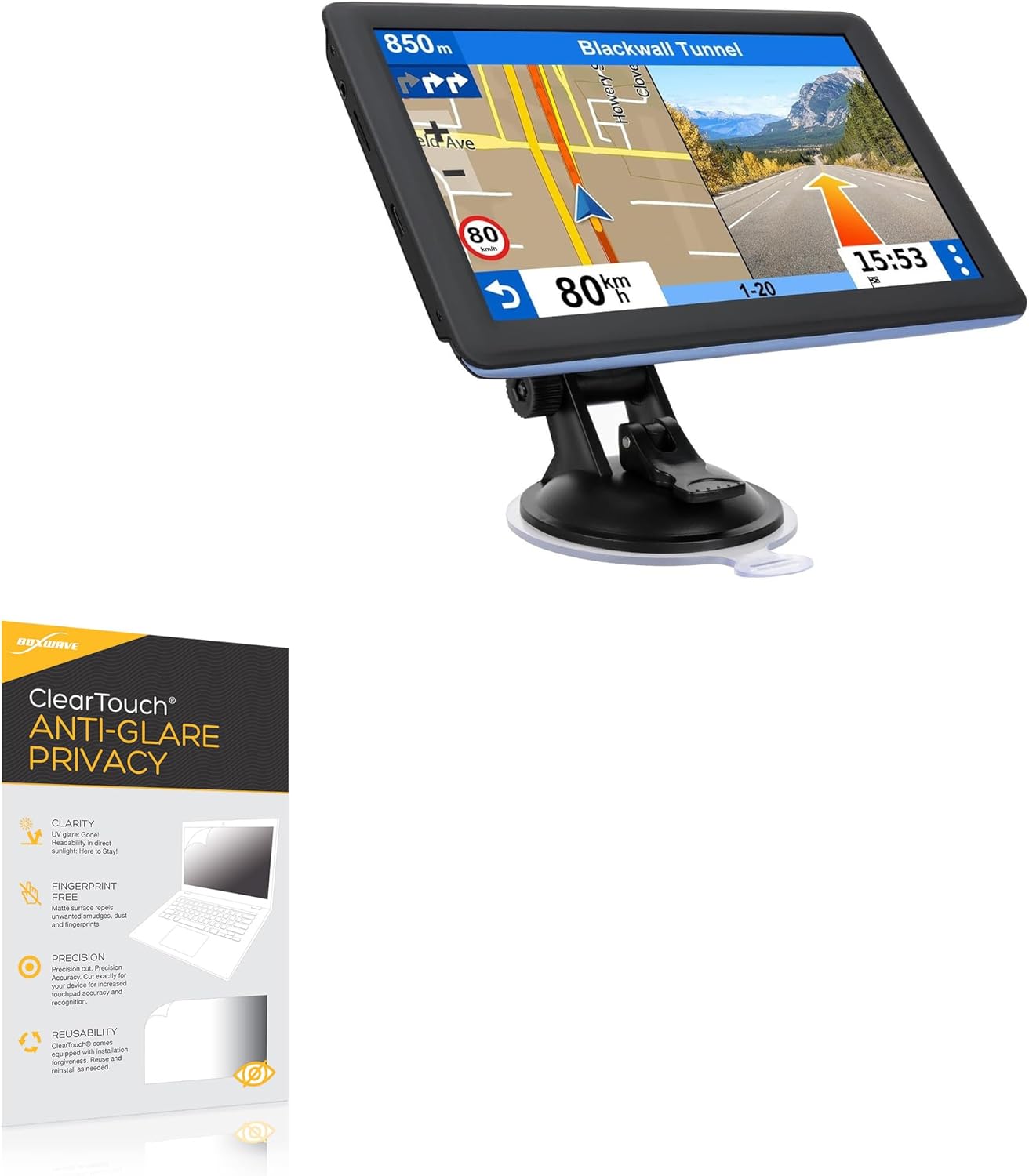 BoxWave Screen Protector Compatible With HINYFVOZ GPS Navigator (7 in) - ClearTouch Anti-Glare Privacy (2-Pack), Privacy Screen Protector Flexible Film Anti-Glare