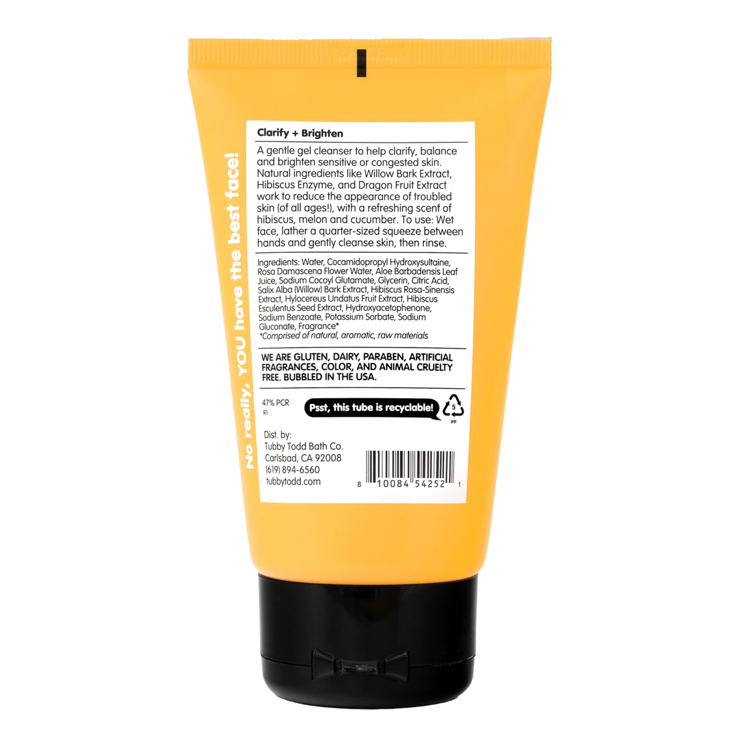 TUBBY TODD Kids Face Wash Gel-to-Foam Cleanser, Willow Bark & Hibiscus, 4 fl oz, 2 Pack
