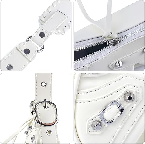 Miniatura 3 de IwIeIaIrI Bolsos de hombro para mujer, estilo punk, bolso cruzado retro de cuero con monedero