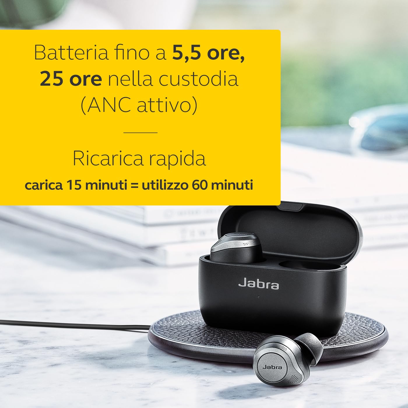 Jabra Elite 85t Auricolari Wireless - Cancellazione Attiva Del Rumore Avanzata - Lunga Durata Della Batteria E Altoparlanti Potenti - Custodia Di Ricarica Wireless - Nero Titanio