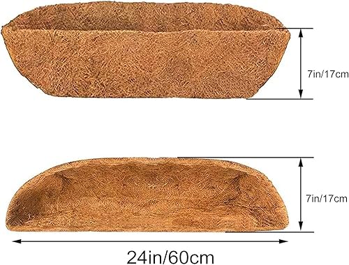 Miniatura 6 de Trough Coco - Forro de fibra de repuesto para maceteros (24 pulgadas) de coco para macetas, forros de coco para ventanasmaceteros colgantes de coco,