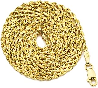 10K Yellow Gold 2mm Diamond Cut Rope Chain Necklace with Lobster Lock - coolthings.us