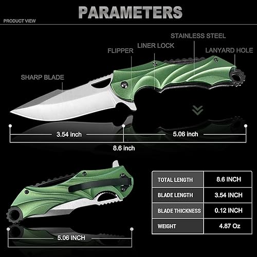 Miniatura 2 de VIFUNCO Cuchillo de bolsillo para hombres, cuchillo plegable EDC con clip, cuchillo táctico afilado para supervivencia al aire libre, campamento,