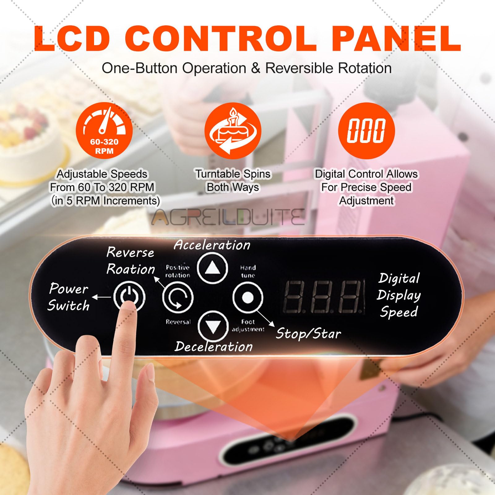 Tocadiscos automáticos para extender crema para tartas, herramienta de decoración de pasteles de 4 a 12 pulgadas con 9 raspadores de estilo para un revestimiento suave de crema de mantequilla