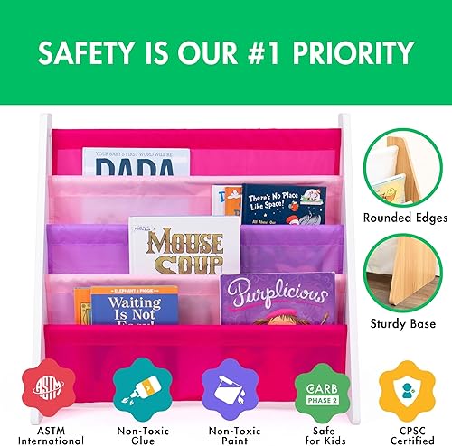 Miniatura 72 de Humble Crew Librero de almacenamiento para libros infantiles, gris/blanco, 4 niveles Gris/Blanco,verde (camo green),Gris/rosado,Madera