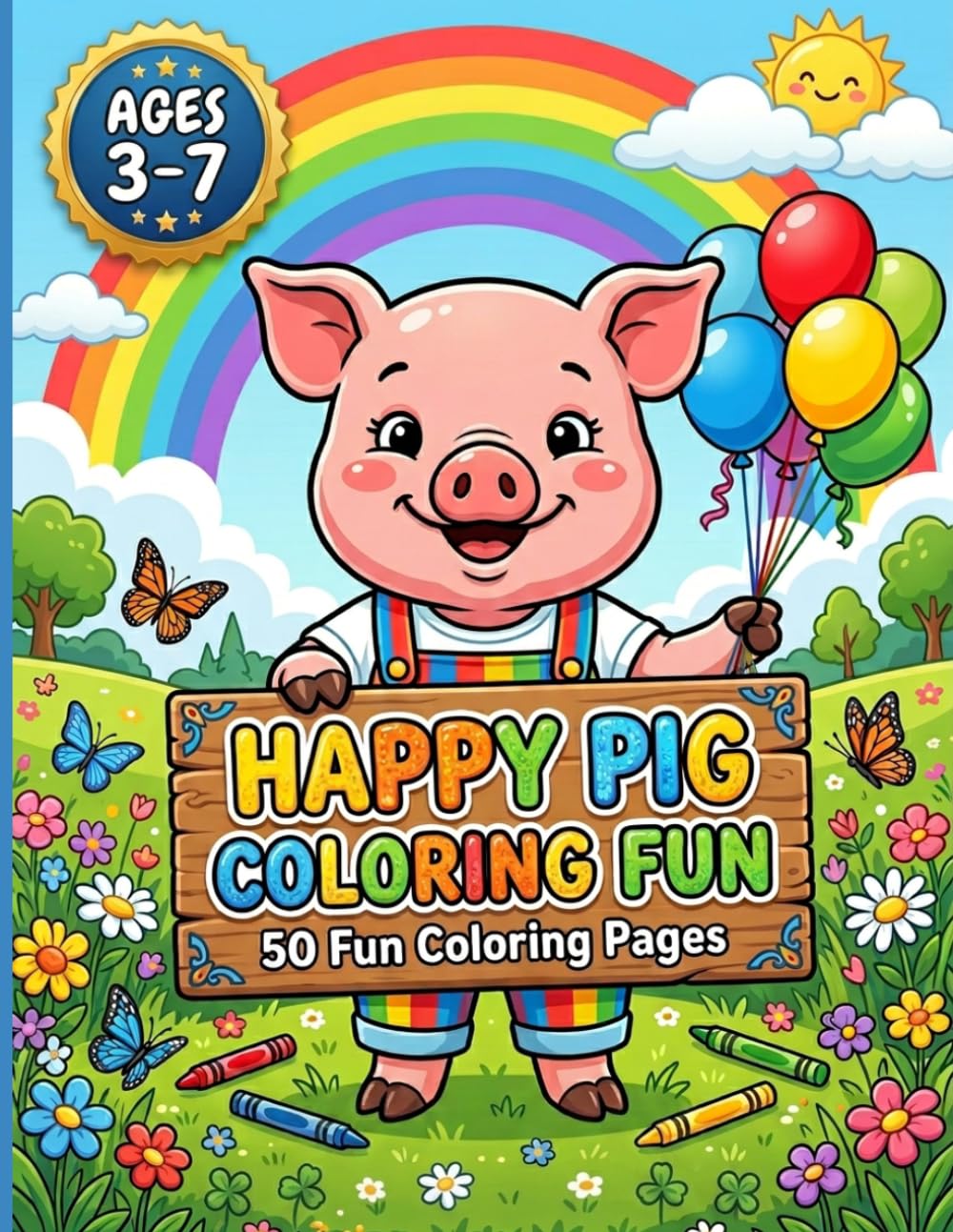 Happy Pig: Big Coloring Adventure Book: Fun Coloring Book for Kids