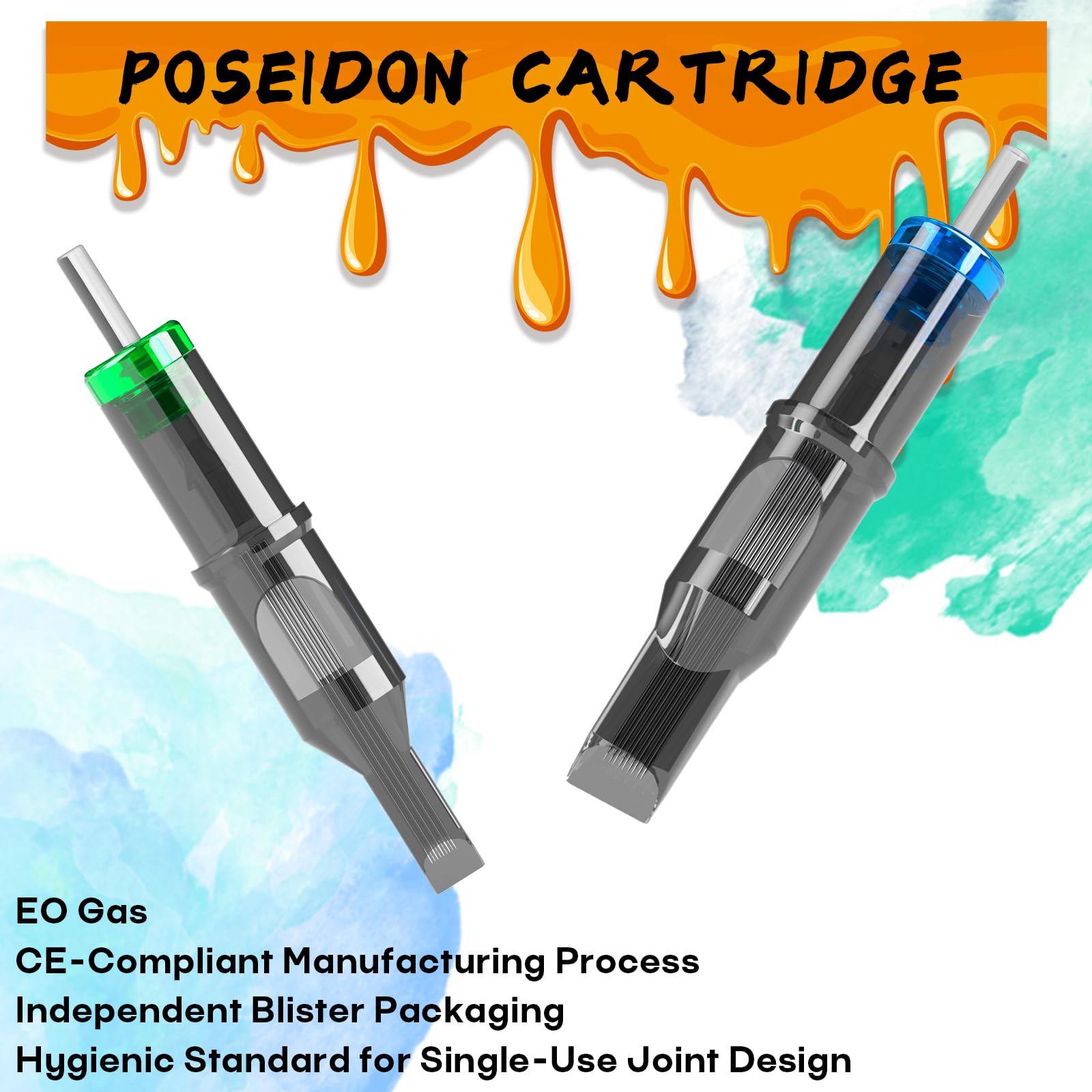Poseidon Tattoo Cartridge Needles 50Pcs Assorted Mixed Size Curved/Round Magnum 10 Bugpin 5cm 7cm 9cm 11cm 13cm 15cm 17cm 19cm 21cm 23cm/rm Disposable Membrane Tattoo Needles Long Taper for Makeup - Image 2