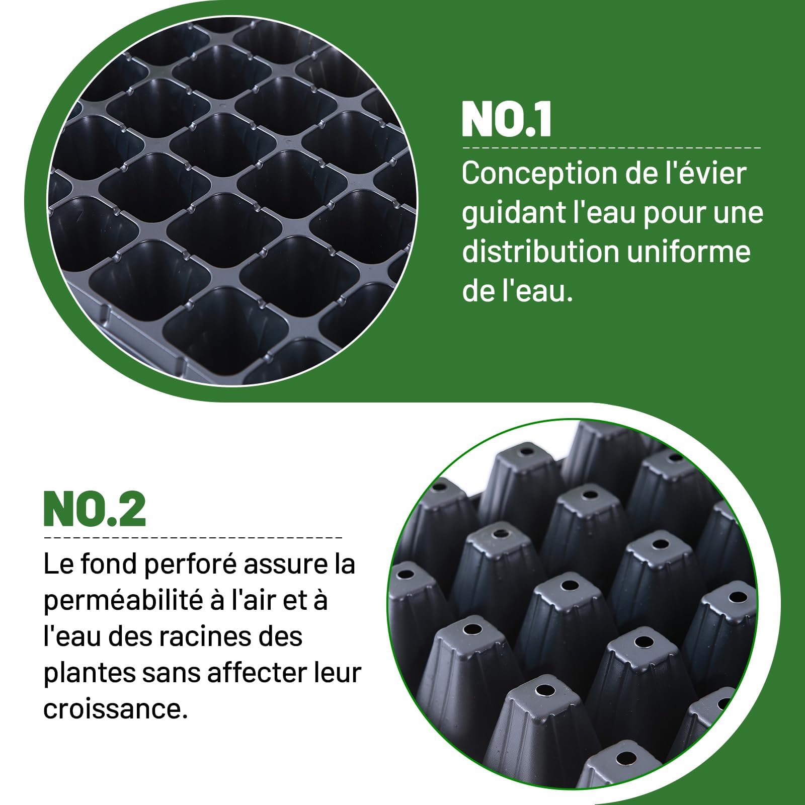 12 Pièces Plateaux Semis Plateau Plantation Germination Multi Cellules Réutilisable Drainage Optimisé Fabriqué en PP Adapté Culture Maison Serre Intér, 32 cellules