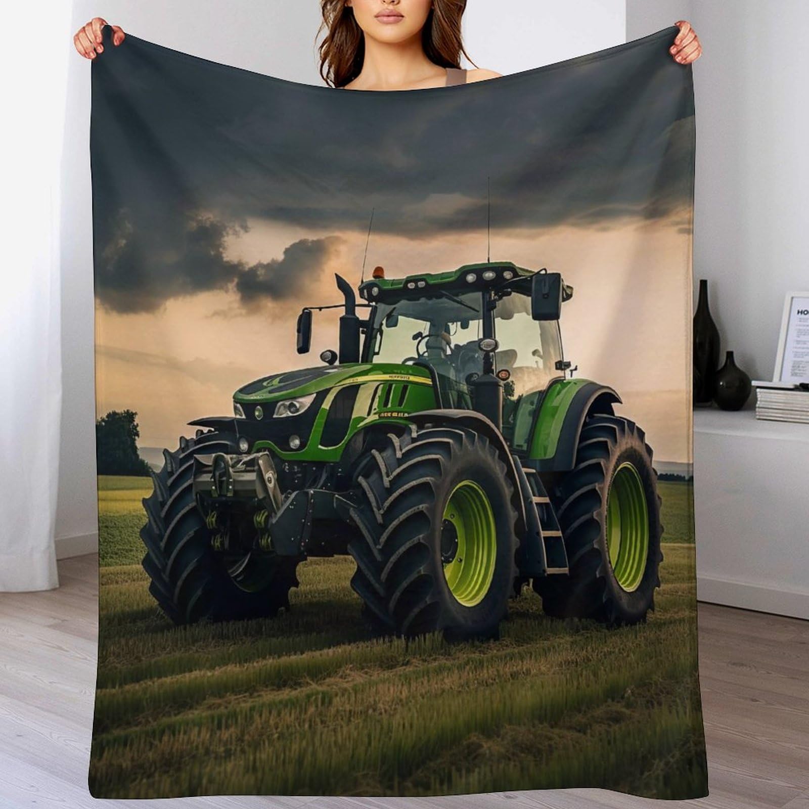 Couverture tracteur contre le froid en flanelle de peluche pour grand lit