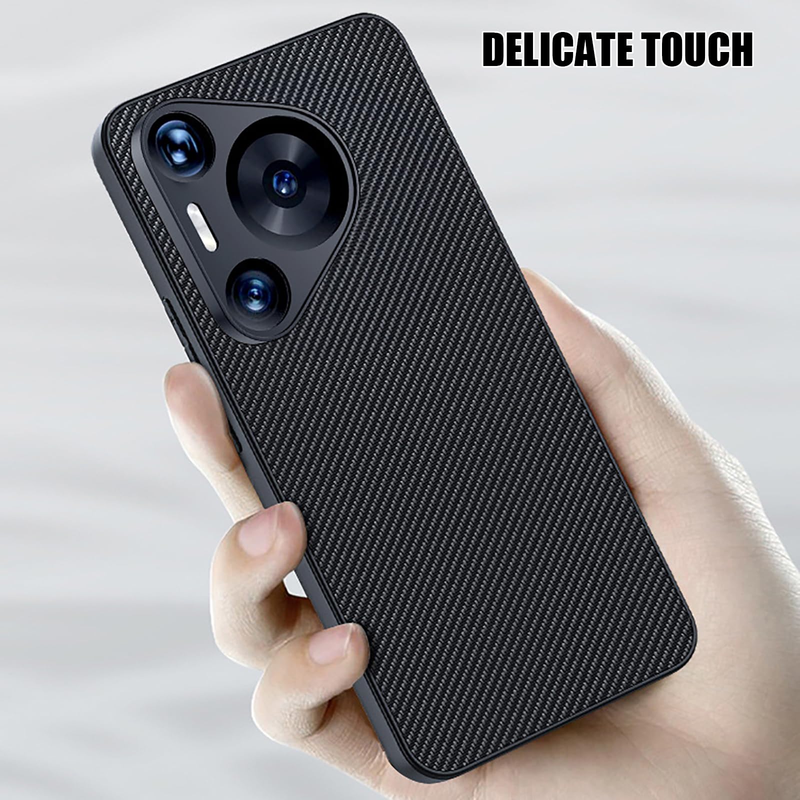 Dünne Hülle für Huawei Pura 90 Pro Max/90 Pro/90, Kohlefaser Muster rutschfeste Schutzhülle Volls Schutz des Objektivs Handyhülle,Schwarz,90 Pro Max