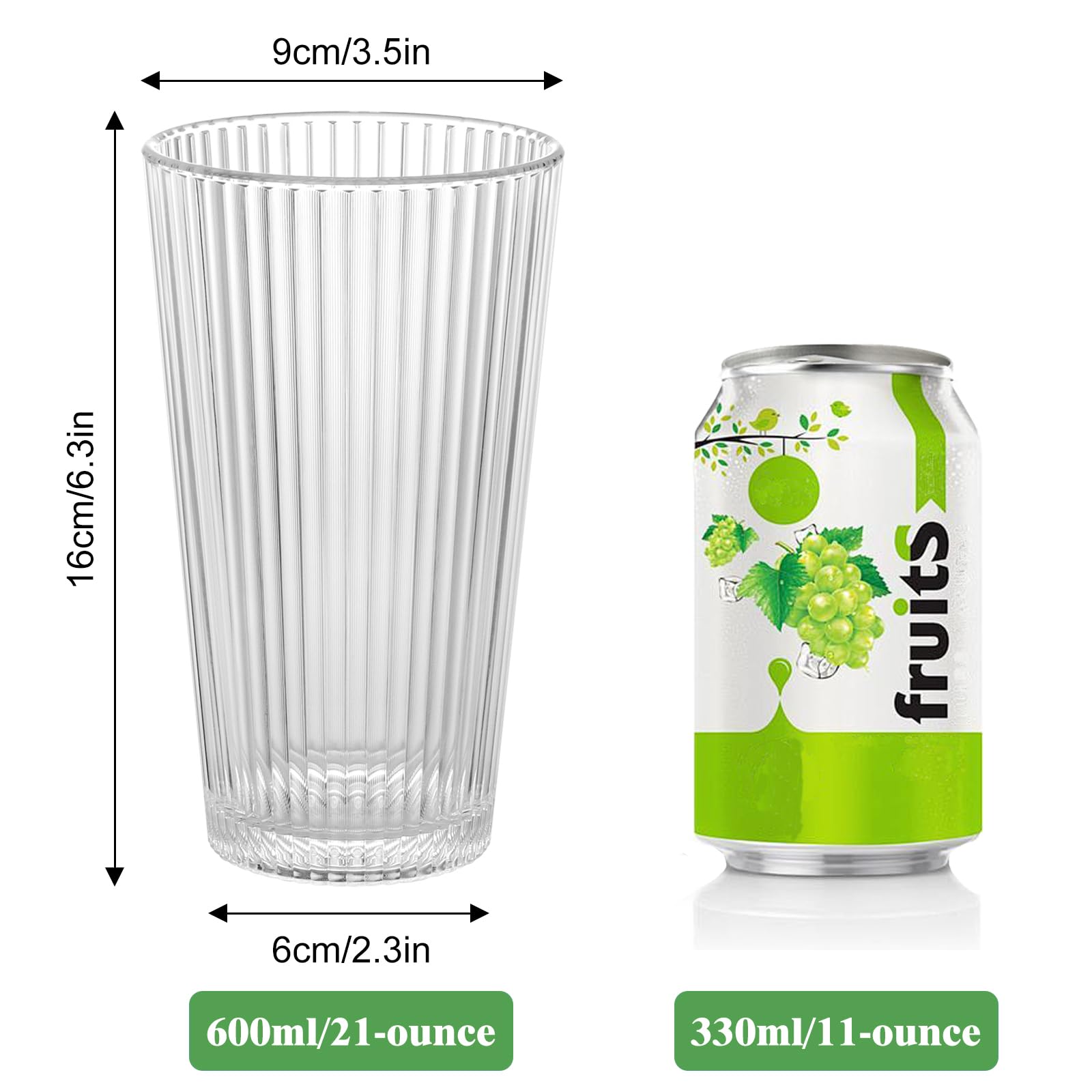Lot de 4 gobelets en plastique réutilisables pour enfants et adultes - 300 ml - Transparent - Pour eau, jus - Verres en plastique incassables et durables, sans BPA (transparent