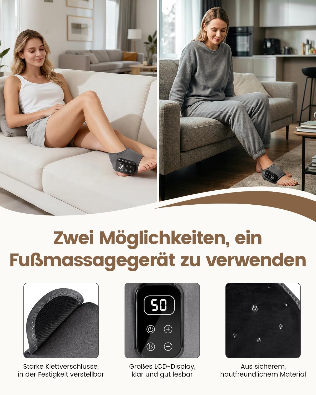 2 Pack 3 in 1 Fußmassagegerät, Fussmassagegerät mit Wärme Elektrisch, Fußmassagegerät Durchblutung For Neuropathie füße,knöchel massagegerät with 5 Modes, 5 Heat Levels, Foot Massager Gift for Unisex
