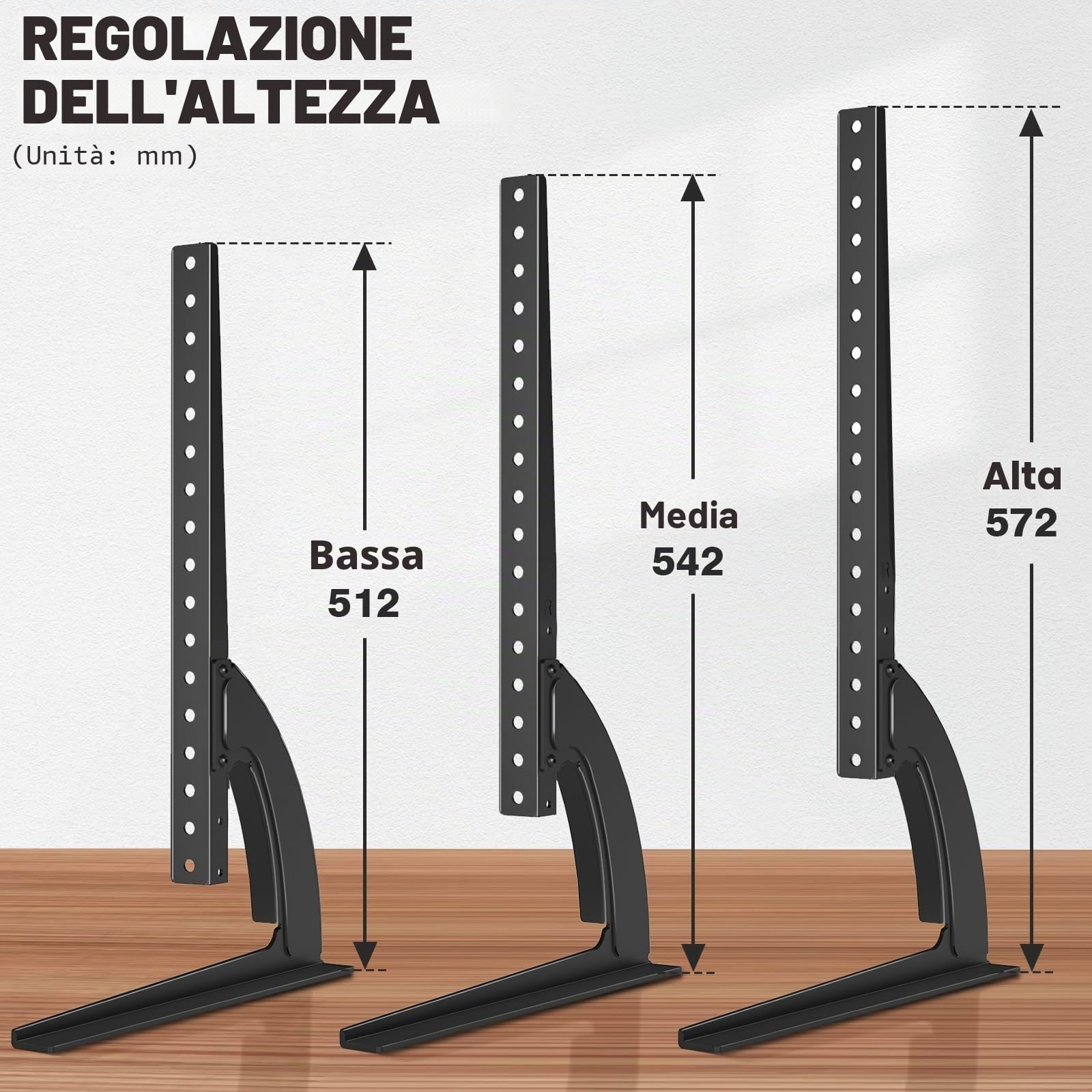 RFIVER Supporto TV Universale da Tavolo Piedistallo TV Regolazione Altezza per Televisori da 32 "- 55" VESA 800 x 400mm Nero UT3002