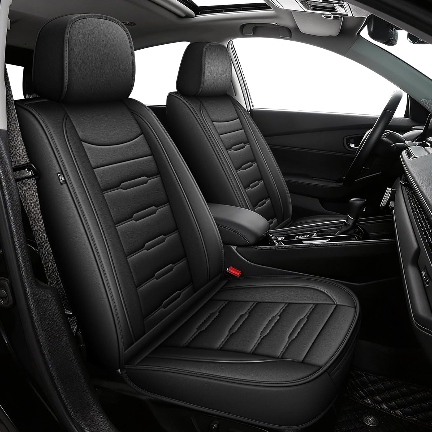 AOMSAZTO 5 Car Seat Covers Full Set Custom Fit for Honda Accord 2023 2024 2025 2026 Waterproof Faux Leather Seat Covers Protectors Compatible Airbags (Only Fit for 5 Seats, Black)