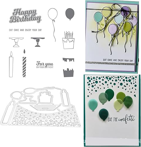 Juego de sellos y troqueles de feliz cumpleaños para hacer tarjetas, sellos transparentes y troqueles de corte de metal para álbumes de recortes,