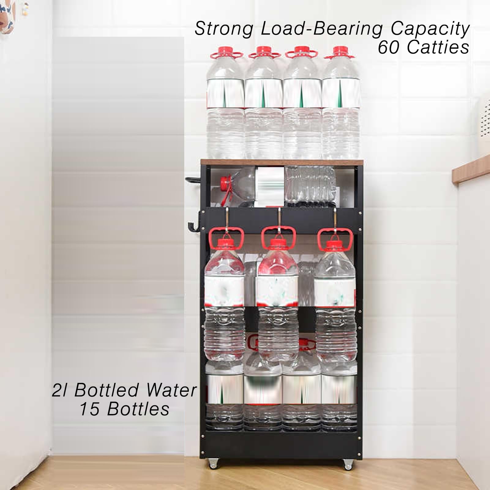 Generico Carrello Portaoggetti Sottile Con Rotelle,carrello Portaoggetti Da Bagno A 3/4 Livelli,a Spazio Stretto Con Ruote,for Lavanderia Da Bagno In Luoghi Stretti(Color 1,3 tiers)