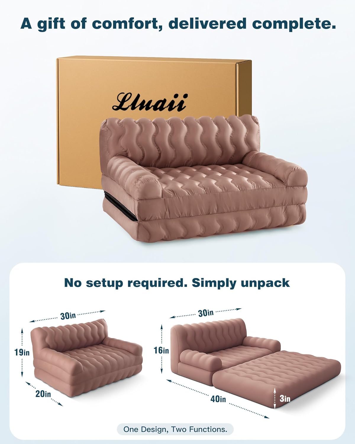 Orthopedic Memory Foam Dog Sofa Bed, Foldable Pet Couch Bed, Cooling Fabri & Removeable Cover, Beige,30"x40"x16"